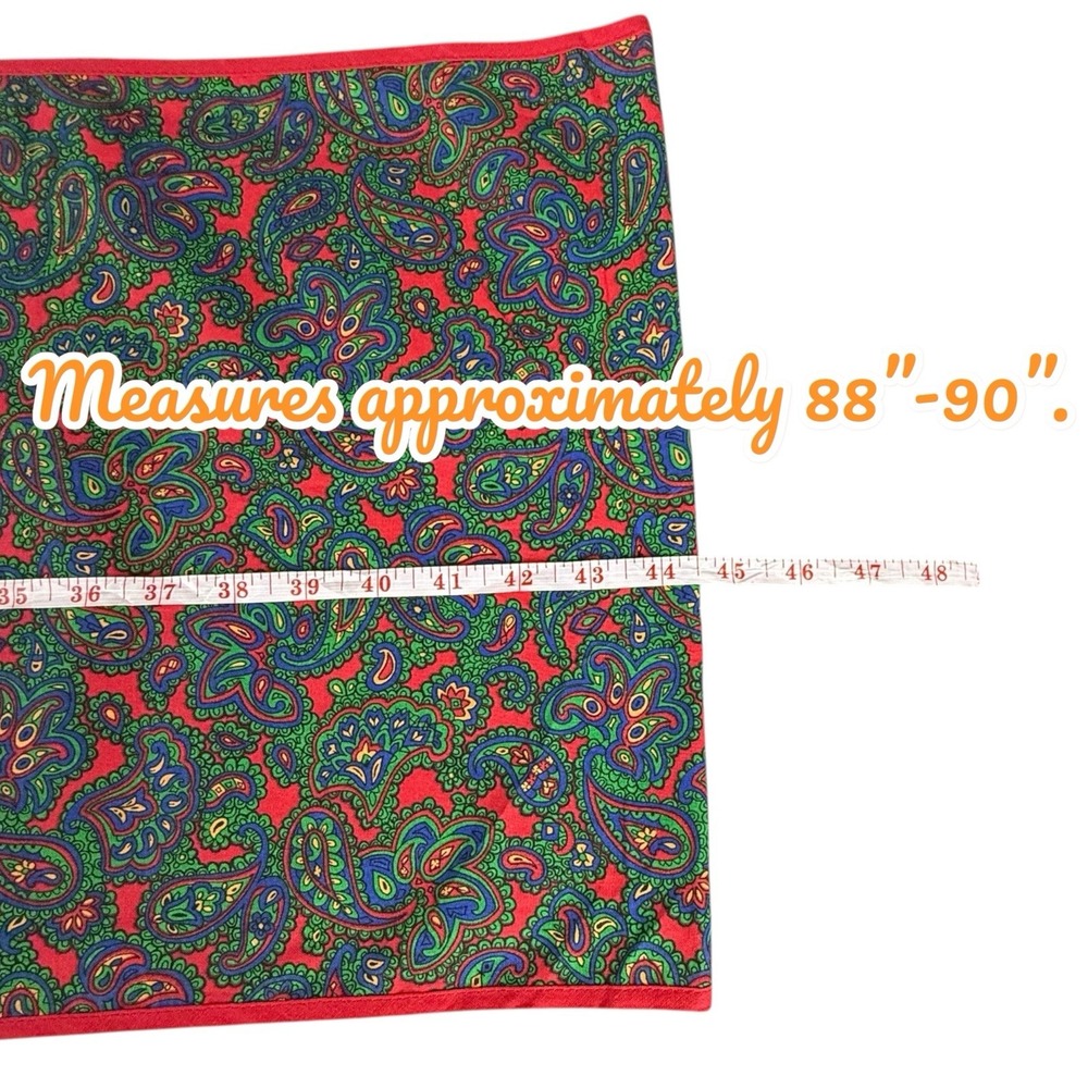 VTG Lands' End Coming Home Red & Green Paisley Placemats & Table Runner 6pc Set - Picture 12 of 15